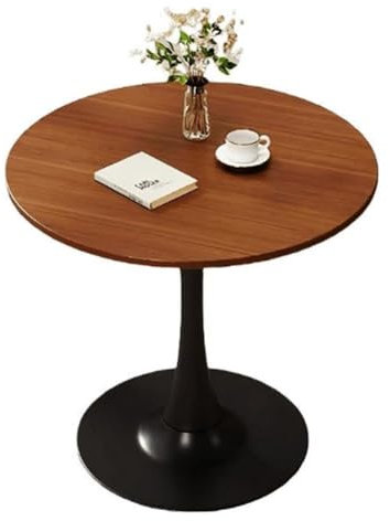 NZVZGKTNTW Table À Manger Ronde en Bois, Petite Table Tulipe for 2 À 4 Personnes, Table De Cuisine Rétro en Noyer avec Piédestal en Métal for Café Et Salon(90x90x75cm)