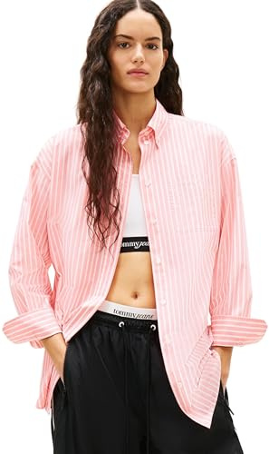Tommy Jeans Damen Tjw Ovs Poplin Shirt Dw0dw22218 L/S Blusen (1er Pack)