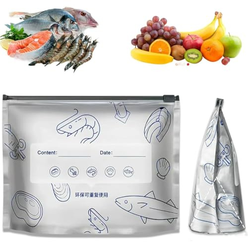 20 Stück Gefrierbeutel Wiederverwendbare Gefrierbeutel mit Zipper, Wiederverschließbare Beutel für Lebensmittelbeutel, BPA Freie für Gemüse, Aufbewahrungsbeutel für Gemüse, Milch, Fleisch (26 * 29cm)