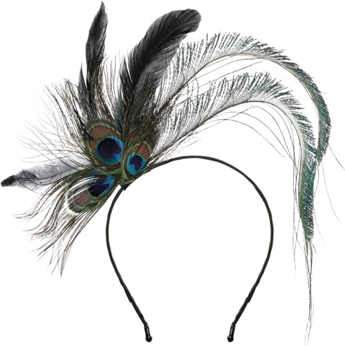HONITANO Pfauenfedern Haarreif Kopfschmuck mit Besonderem Design aus Federn für Mädchen Party Nachtclub Fotoshooting Modebewusst und Einzigartig