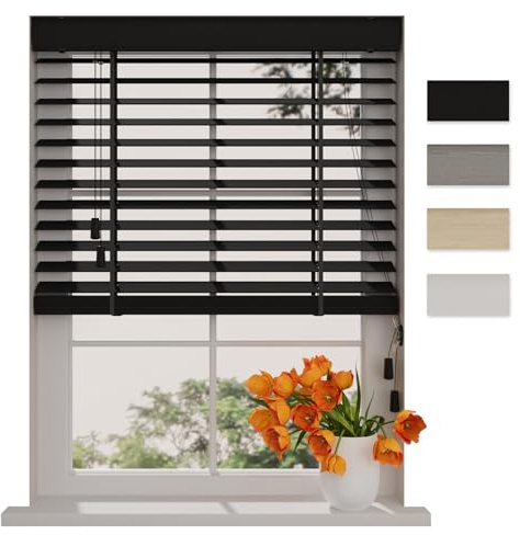 DTCH® Bambus Jalousie innen, schwarz, 80 x 175 cm | 50mm Lamellen, nachhaltiges Bambusholz, Sicht- und Sonnenschutz, Stahlkassette mit Abdeckleiste, Breiten bis 250 cm