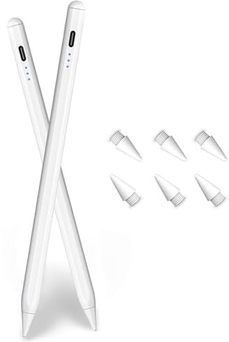 Stylus Pencil for Apple iPad A16/11th(2018-2026),2Pack Active iPad Pen Fast Charging Palm Rejection&Tilt Sensitivity for iPad 11/10/9/8/7/6,iPad Pro M5/4 13/12.9″/11″,iPad Air M4/M3/M2/5/4/3,Mini 7/6