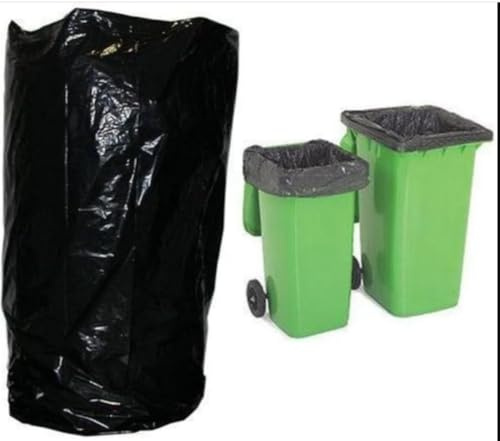 Wim Sak 50 Pack Eco-Friendly 240L Wheelie Bin Liners – Heavy Duty, Leak Resistant, Super Strong Black Refuse Sacks, Large Recyclable Rubbish Bags for Garden, Outdoor & Household Bins