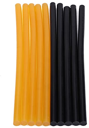 LUCKDANO Hot Glue Sticks, Hot Melt Glue Sticks with Yellow & Black, Adhesive Rods 10pcs Dual Color 27×1.1cm for Car Body Ding Removal & Craft