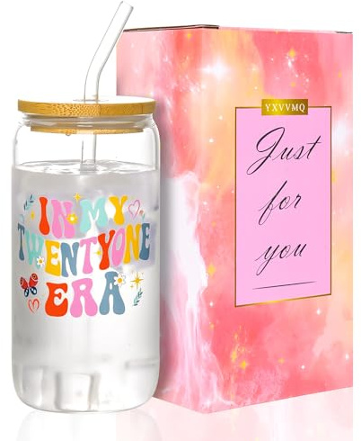 YXVVMQ 21st Birthday Gifts for Her Girls,in My Twentyone Era Cup Drinking Glasses,Unique Turning 21 Year Old Girl Gifts for Her Daughter Best Friend Sister Girlfriend Niece
