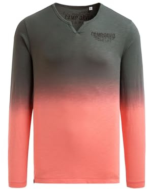 Camp David Herren Longsleeve mit Dip-Dye-Effekt und Rücken-Print