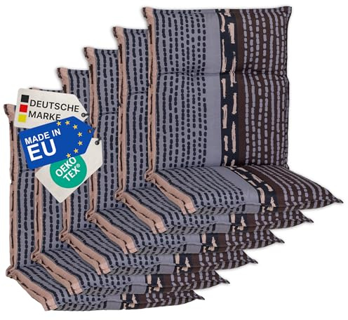 NYVI Gartenstuhl Auflagen Niedriglehner 6er Set Barcelona - UV-Beständig, Atmungsaktiv, Strapazierfähig - Niedriglehnerauflagen Sitzkissen Outdoor - Sitzauflagen für Gartenstühle 100x50cm Bangui Grau