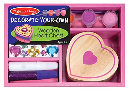 Melissa and Doug 3094 - Bastelset Herzdose zum Selbstgestalten, mit Kleber, Schmucksteinen und Farben