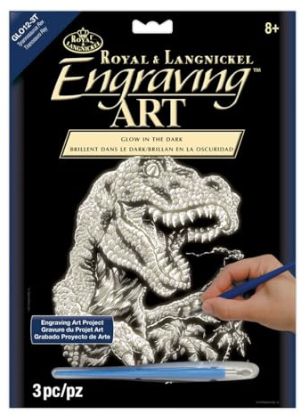 Royal & Langnickel Glow In The Dark Engraving Art A4 Size Tyrannosaurs Rex Designed Painting Set