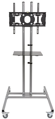 av:link Fixed Bracket Trolley with Glass Shelf for 32-50-Inch LED/LCD Screen - Silver