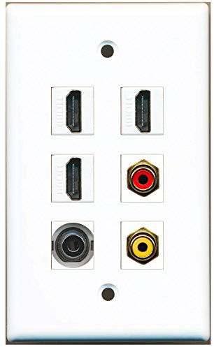 RiteAV HDMI-Wandplatte, 1 Anschluss, RCA-Anschluss, 1 Anschluss, 3,5 mm, Rot