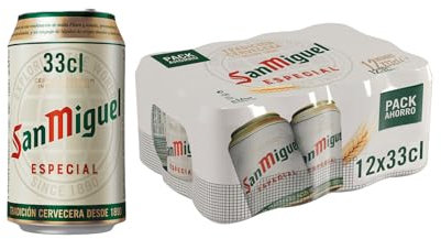 San Miguel Especial Lager, Pack 12 Latas x 33cl, Cerveza Premium Española, Calidad Tradicional y Sabor Refrescante, 5.4% Volumen de Alcohol