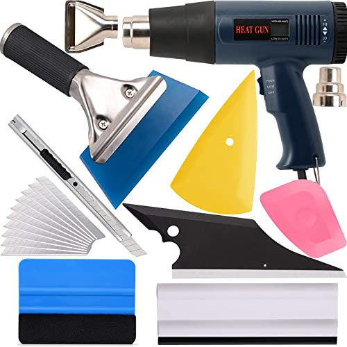 EHDIS Folierungs Werkzeug mit Heat Gun Kit Auto Folierung Set Vinyl Wraps Tool Fenster Tönung Vinyl Wrap Werkzeuge Fensterabzieher Cutter für Car Wrapping Folie