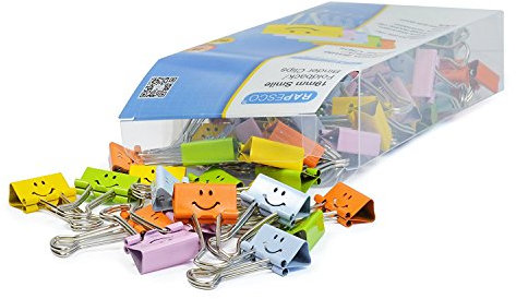 Rapesco 1428 19mm Lächeln Foldbackklammern, Sortierte Farben, 80 Stück