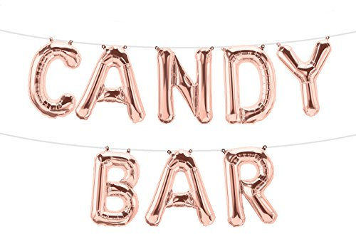 ballonfritz® Luftballon CANDY BAR -Schriftzug in ROSEGOLD - XXL Folienballon als Hochzeits Deko, Begrüßung, Party Geschenk, Fotorequisite oder Empfang-Überraschung