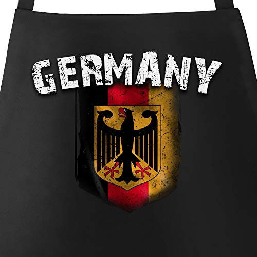 MoonWorks Grill-Schürze für Männer WM Deutschland Flagge Baumwoll-Schürze Küchenschürze schwarz Unisize