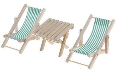MagiDeal 1/6 Meubles de Maisons Poupées Table à Manger + 2pcs Chaise Accessoires de Jardin Dolls House - Vert