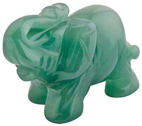 Nupuyai Elefant Figur Edelstein Kristall Glückselefant Heilstein Glücksbringer Elefantenfigur Reiki Fengshui Deko(Grüner Aventurin)