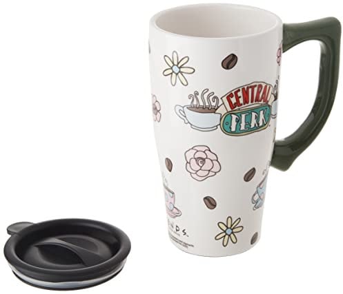 Spoontiques Central Perk Ceramic Travel Mug, 18 oz, White