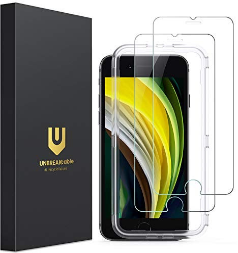 UNBREAKcable Schutzglas für iPhone SE 2022/2020, 2 Stück Schutzfolie für iPhone SE/8/7/6/6s, Double Defense Series Displayschutzfolie, Kratzfest, Anti-Fingerprint und blasenfrei