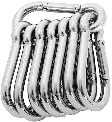FWEEK 8 Pack M8 Carabiner Clip Heavy Duty Snap Hooks 304 Stainless Steel Gourd Shape Spring Snap Keyring Keychain Clips for Swing Outdoor Activity Camping Fishing Hiking Traveling1