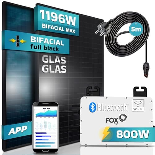SUNNIVA® 920W/800W Solaranlage Balkonkraftwerk Micro Inverter Fox ESS Set Monokristallin genehmigungsfrei Solarpanel Solarmodul Photovoltaikanlage