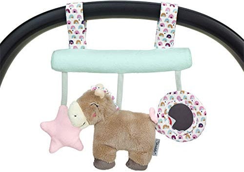 Sterntaler 6602003 Spielzeug zum Aufhängen mit Klettverschluss, Pony Pauline, Inklusive Rassel, Alter: Für Babys ab der Geburt, Mehrfarbig