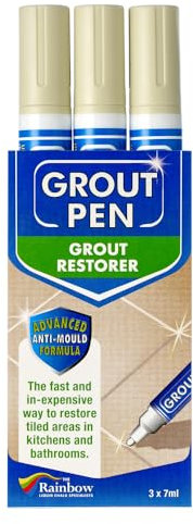 3 X IVORY Grout Pens - Designed for restoring tile grout