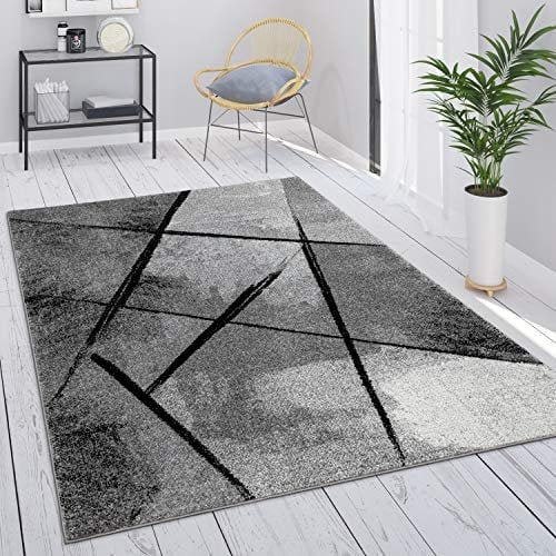 Paco Home Teppich Wohnzimmer Vintage Kurzflor Schlafzimmer Geometrisches Design Modern, Grösse:160x230 cm, Farbe:Grau 2