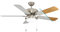 EGLO Deckenventilator BALLINA, 5 Flügel Ventilator mit Licht, Zugkette, Wendeflügel aus Schichtholz in Silber oder Eiche, Gehäuse aus Stahl in Nickel-Matt, Sommer Winter Betrieb, AC Motor, Ø 132cm