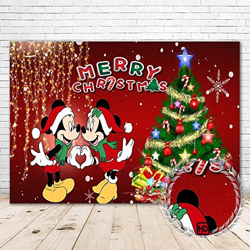 Youran Christmas Backdrop 7x5 Red Merry Christmas Background Baby 1st Christmas Ornament 2022 Backdrops for Xmas Party Supplies
