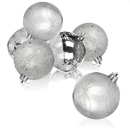 com-four® 6X Weihnachtskugel - Christbaumkugeln aus bruchsicherem Kunststoff für Weihnachten - Baumschmuck für den Christbaum - Christbaumschmuck Ø 8 cm (silberfarben)