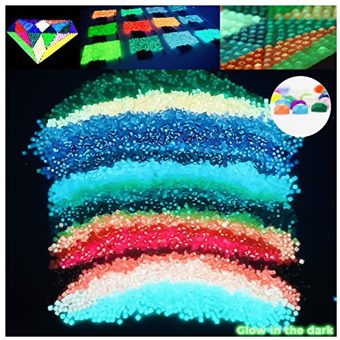 Leuchtsteine Diamond Painting Eckige Steine, Diamond Painting Zubehör für Diamond Painting Set, 20 Farben Leuchtend im Dunkeln Diamond Painting Steine, 4000 Stück Diamond Painting Diamanten