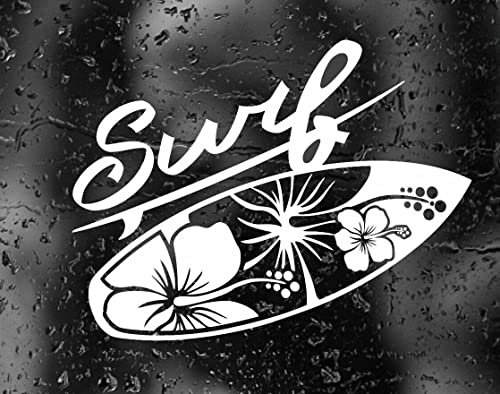 myrockshirt surf Aufkleber Surfbrett Hibiskus 15 cm Aufkleber Sticker Autoaufkleber