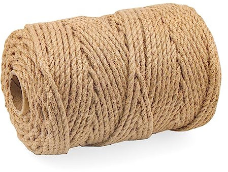 ZEONHAK 5mm Natural Jute Rope, 100M/328FT Twisted Hemp Rope, Brown Jute Cord for Scratching Post, Luggage Twine, Craft