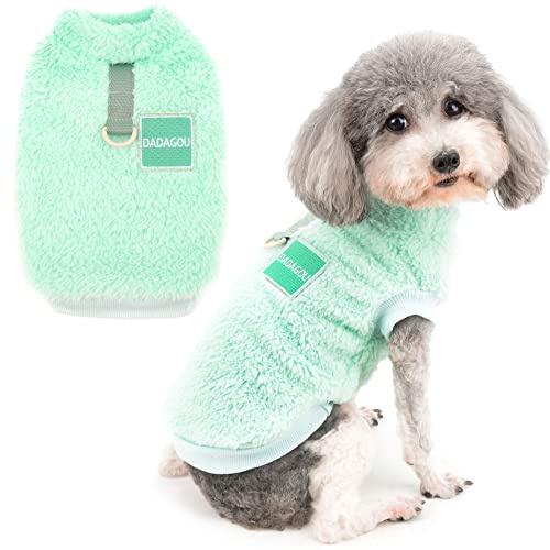 Zunea Fleece Winterjacke für Kleine Hunde Warme Wintermäntel Pullover Sweater Weich Fuzzy Welpen Kleidung mit D-Ring für Geschirr Leine Kaltes Wetter Haustier Bekleidung für Chihuahua Katzen Grün S