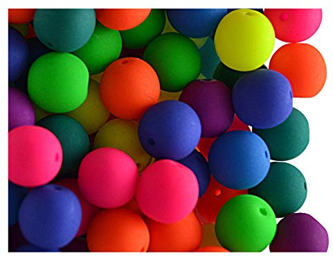 100 Stück Tschechische Glasperlen Rund Gepresst, 8 mm, Estrela NEON (UV aktiv), Mega Mix