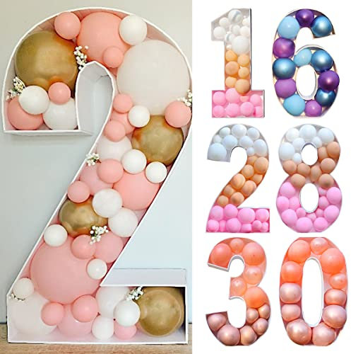 ZXCVWWE Zahlenständer, Mosaik-Ballonrahmen, 71 cm, Zahl 0–9, Festzelt-Zahlen, vorgeschnittener Ballon-Zahlenrahmen, Geburtstagsfiguren-Ballon-Füllbox für Geburtstag, Jahrestag, Hintergrunddekoration