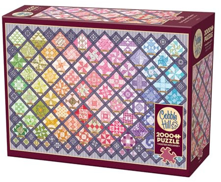 Cobble Hill 3849010 Quilt mit bunten Quadraten, 2000 Teile Puzzle inkl. Puzzleposter für Erwachsene und Kinder ab 12 Jahren, Mosaik, Patchwork