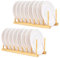 E-ROOM TREND Égouttoir à Vaisselle Cuisine 2 Paquets 8 Compartiments Bois Bambou Naturel Organisateur de Rangement de Séchoir Assiettes Tasses Couvercles de Casseroles de Planche à Découper (DR1802)