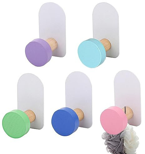 Bikasun 5 pièces de crochet porte-serviettes, muraux colorés crochet de salle de bain porte-serviettes de salle de bain cuisine bureau porte-manteau enfants, crochet mural en plastique, BKD030