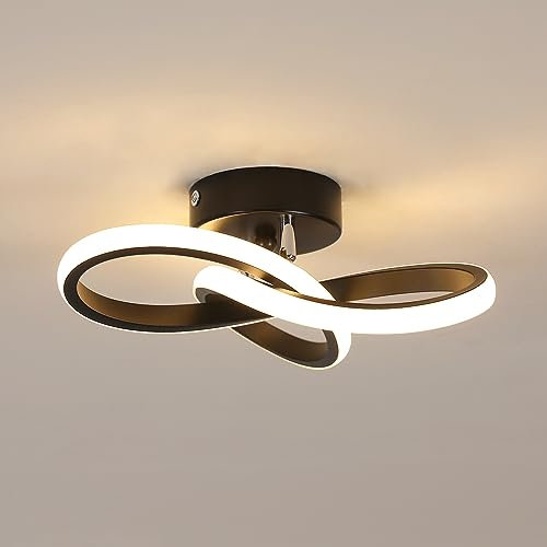 Toolight LED Deckenleuchte, 22W 2500LM Moderne Deckenlampe aus Aluminium, 25cm Schwarz LED Deckenlampe 3000K Warmweiß, Kleine Deckenbeleuchtung für Flur Balkon Schlafzimmer Arbeitszimmer Wohnzimmer 