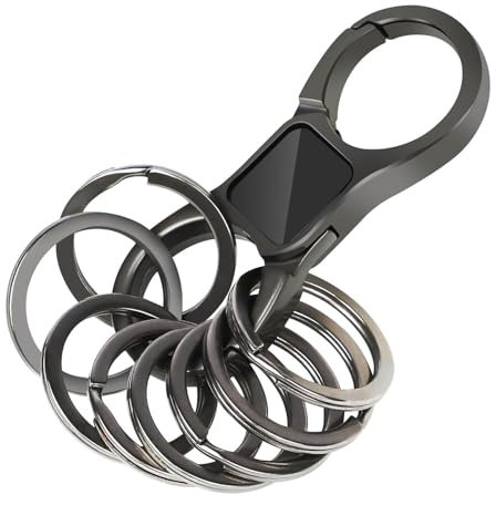 DAYGOS Schlüsselbund für Herren, Schlüsselkette mit Schnellverschluss und 8 Schlüsselring, Schlüsselanhänger Auto aus schwerem Metall und Edelstahl,Schwarz
