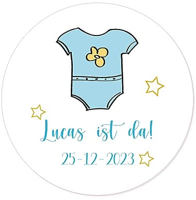 50 Babyparty Geburt Einladungen Brief Aufkleber PERSONALISIERT 40mm Baby Name Aufkleber Geschenkverpackung Gastgeschenke Tüten Kuvert Siegel Sticker - Rd 553 (Blau)