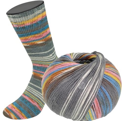 LANA GROSSA Meilenweit Seta | Hochwertiges Sockengarn mit Seidenanteil, waschmaschinenfest | Handstrickgarn 55% Schurwolle (Merino), Polyamid, & Seide | 100g Wolle zum Stricken & Häkeln | 400m Garn