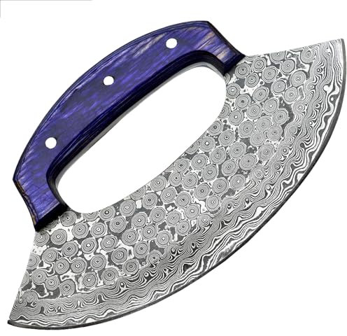PAL 2000 KNIVES Couteau Ulu en Acier de Damas Fait Main sur Mesure CHA-3097