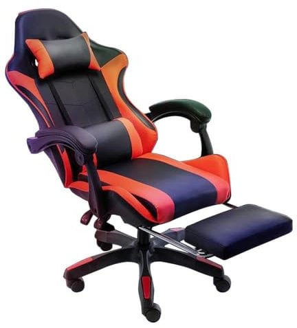 Gaming Chair Ergonomic Computer Chair Office Chair Desk Swivel Chair Adjustable Reclining Footrest Cushion Red New!