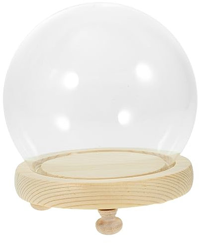 PRETYZOOM Vitrinenkuppel Ewige Blumenglaskuppel Lichterkette Kuppel Glasglocke Glaskuppelvitrine Lichterkette Aus Glas Kleine Vitrine Lampenglaskuppel Votivhüllen Mit Füßen Kleines Glas Holz