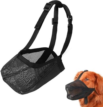 Maulkorb Hund Black Mesh Verstellbarer Giftköderschutz Fressschutz Gegen Bellen Anti-Beißen und Anti-Lecken All-Inclusive Hundemaulkorb (Größe L)