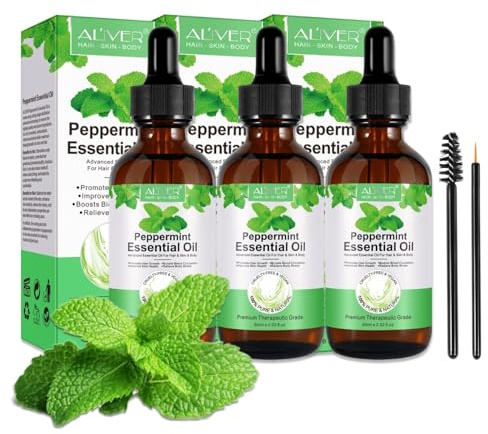 P-Beauty BIO Pfefferminzöl 3x60ml - Haaröl, Hautöl & Aromaöl | 100% reines Ätherische Öl, kaltgepresst | Minzöl gegen Kopfschmerzen | Haarwachstum & Hautberuhigung | Haar & Hautpflege | Massageöl